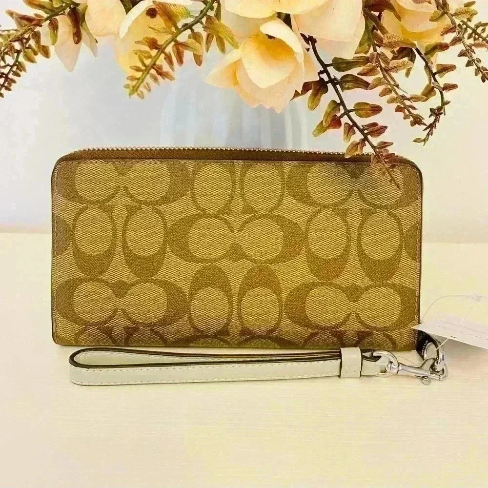 Coach Long Zip Around Wallet In Signature Canvas New